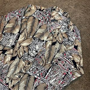 Ardmore Button down shirt leopard jungle size xl made in USA 100% cotton sl22